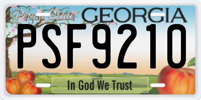 GA license plate PSF9210