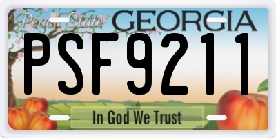 GA license plate PSF9211
