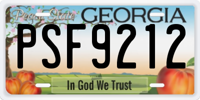 GA license plate PSF9212