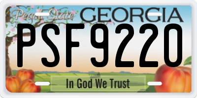 GA license plate PSF9220