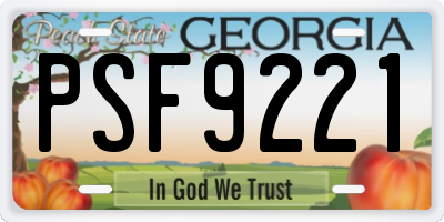 GA license plate PSF9221