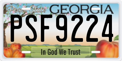 GA license plate PSF9224