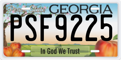 GA license plate PSF9225