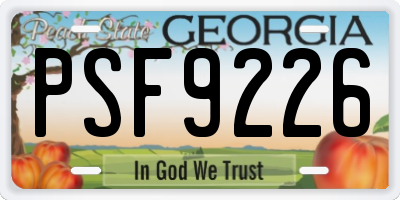 GA license plate PSF9226