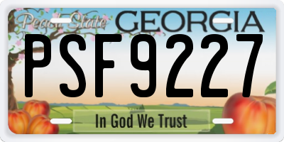 GA license plate PSF9227