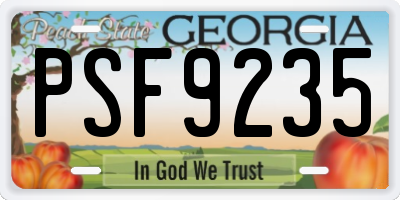GA license plate PSF9235