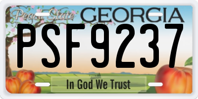 GA license plate PSF9237