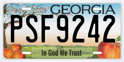 GA license plate PSF9242