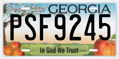 GA license plate PSF9245