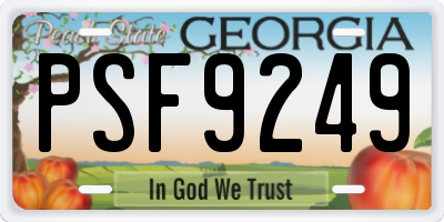 GA license plate PSF9249
