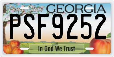 GA license plate PSF9252