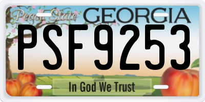 GA license plate PSF9253