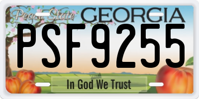 GA license plate PSF9255
