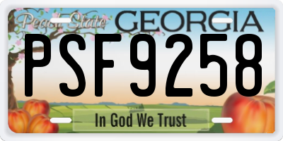 GA license plate PSF9258