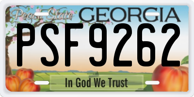 GA license plate PSF9262