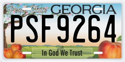 GA license plate PSF9264