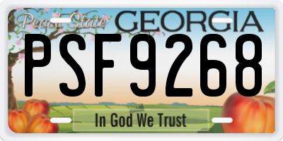 GA license plate PSF9268