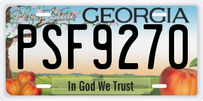 GA license plate PSF9270