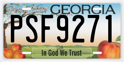GA license plate PSF9271
