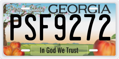 GA license plate PSF9272