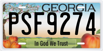 GA license plate PSF9274