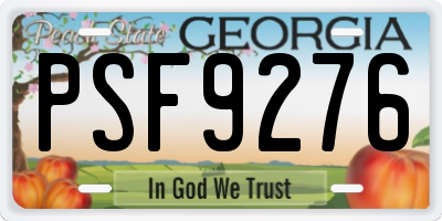 GA license plate PSF9276