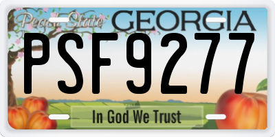 GA license plate PSF9277