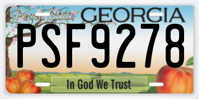 GA license plate PSF9278