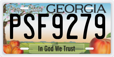 GA license plate PSF9279