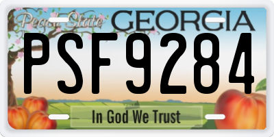 GA license plate PSF9284