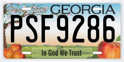 GA license plate PSF9286