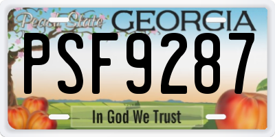 GA license plate PSF9287