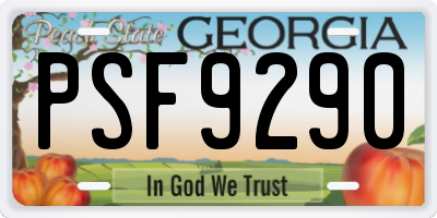 GA license plate PSF9290