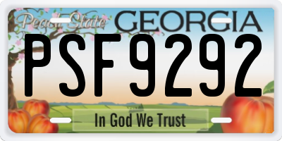 GA license plate PSF9292
