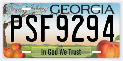 GA license plate PSF9294
