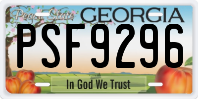 GA license plate PSF9296