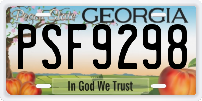 GA license plate PSF9298