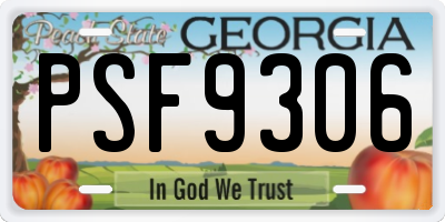 GA license plate PSF9306