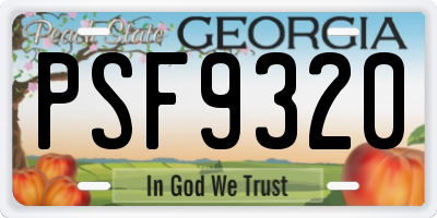 GA license plate PSF9320