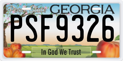 GA license plate PSF9326