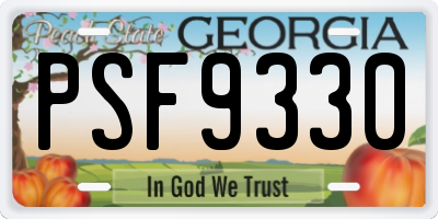 GA license plate PSF9330