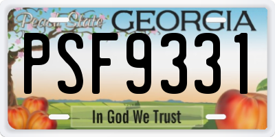 GA license plate PSF9331