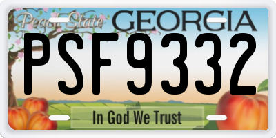 GA license plate PSF9332