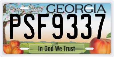GA license plate PSF9337