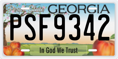 GA license plate PSF9342