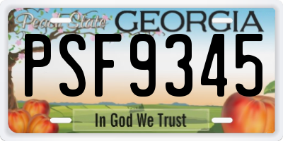 GA license plate PSF9345