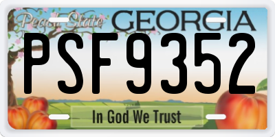 GA license plate PSF9352