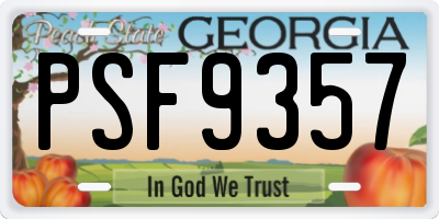 GA license plate PSF9357