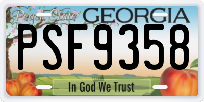 GA license plate PSF9358