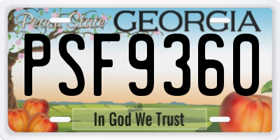 GA license plate PSF9360